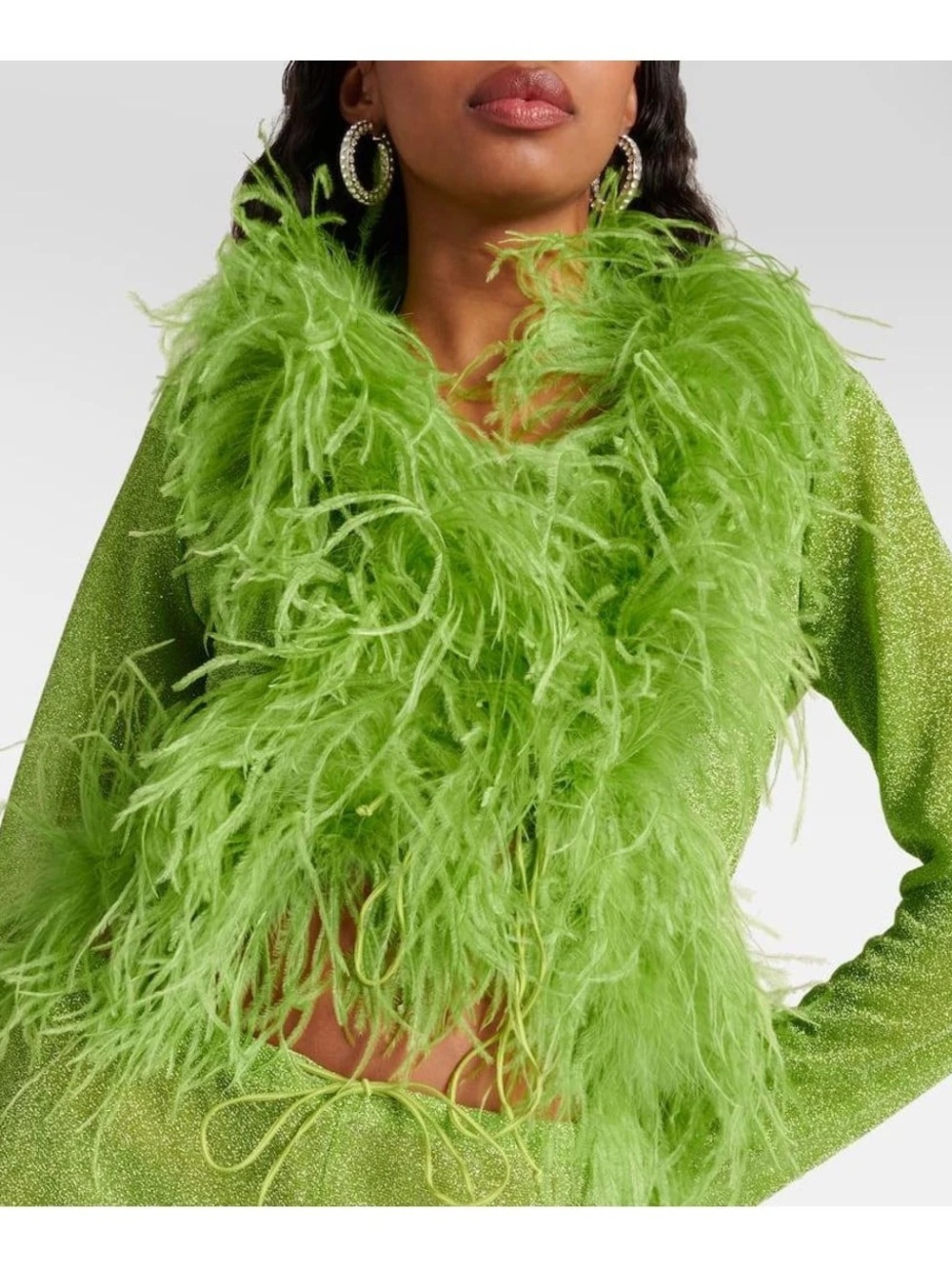 Oséree Lumière Plumage feather-trimmed top